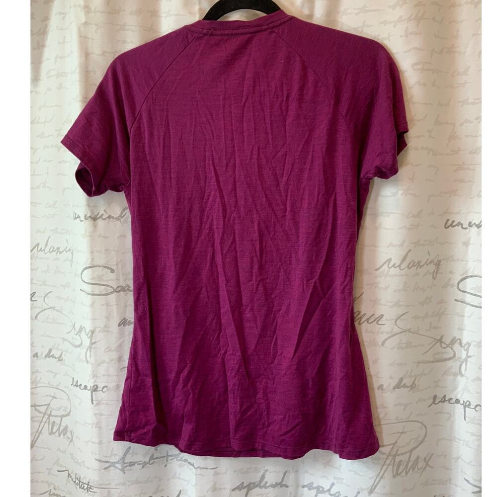 Woolx Junie Merino Wool Short Sleeve T-Shirt - Purple Base Layer Top - Women's M - Picture 3 of 3